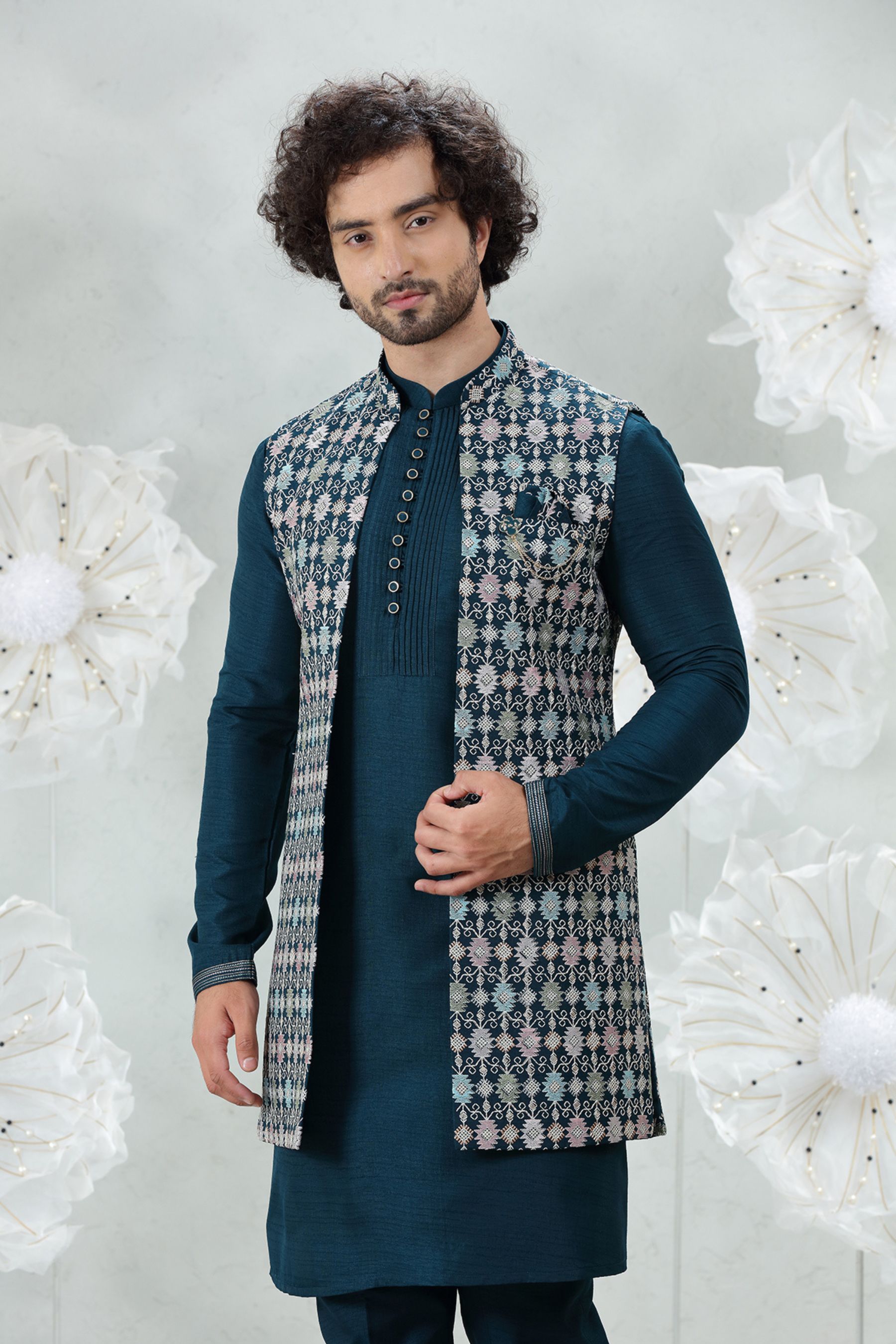 RAMA GREEN  EMBROIDERED SET